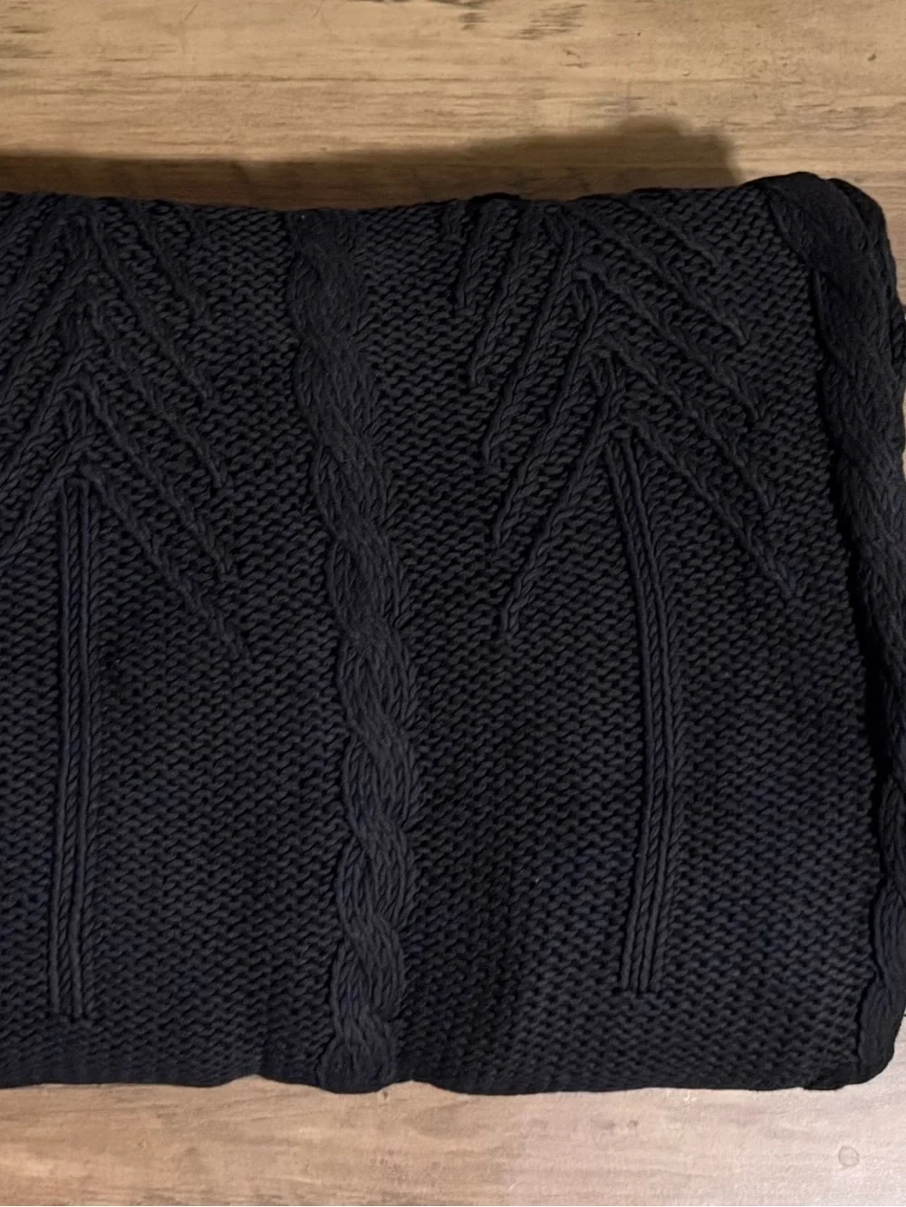 tentree black cable knit blanket